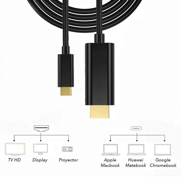 Acegear USBC2HDMI1M, USB C to HDMI Cable 1m, Gold-plated With IC and ABS shell Black Support 4K@60Hz