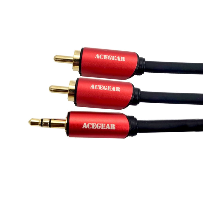 Acegear Y2RCA3.5MM0.5M 3.5mm Male Stereo Splitter to Male 2RCA Audio Cable, 0.5M