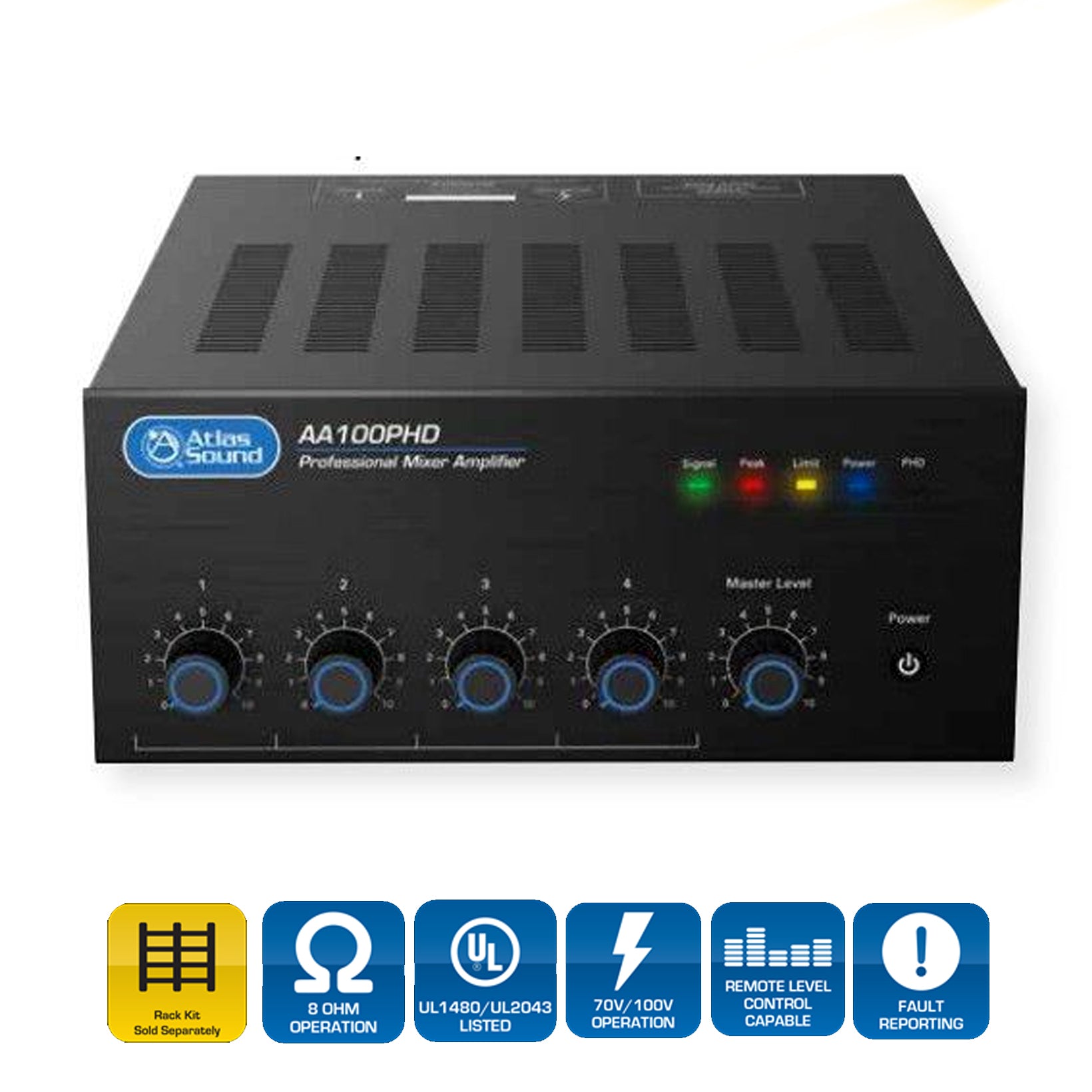 AtlasIED AA100PHD / 4-Input, Mixer Amplifier with Automatic System Test (PHD) (100-Watt )