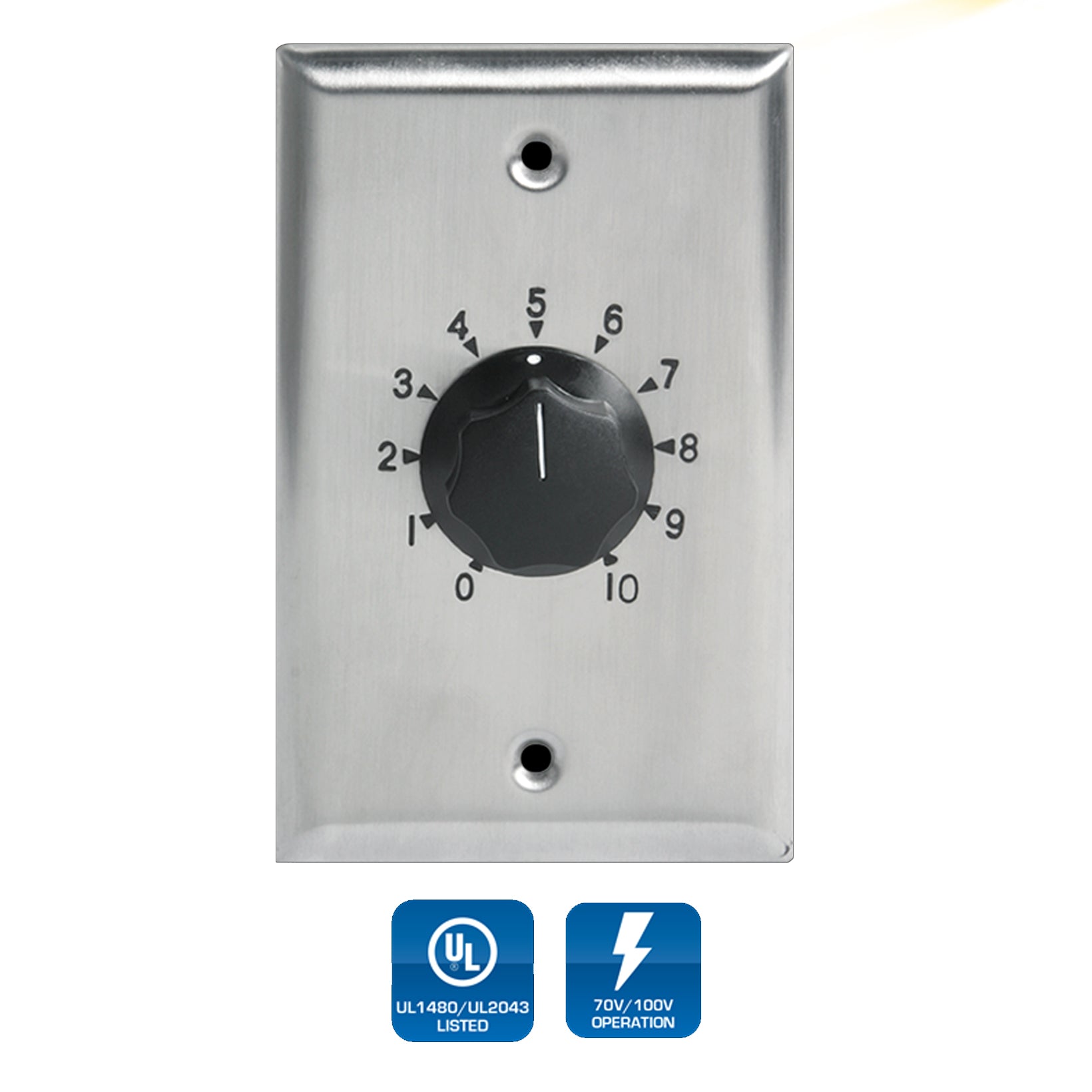 AtlasIED AT-35 / Single gang stainless steel 70V  commercial attenuator (35 watt )