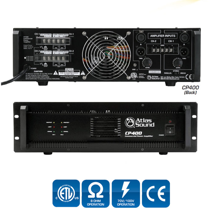 AtlasIED CP400 / Amplifiers Dual Channel, Commercial (400-Watt )