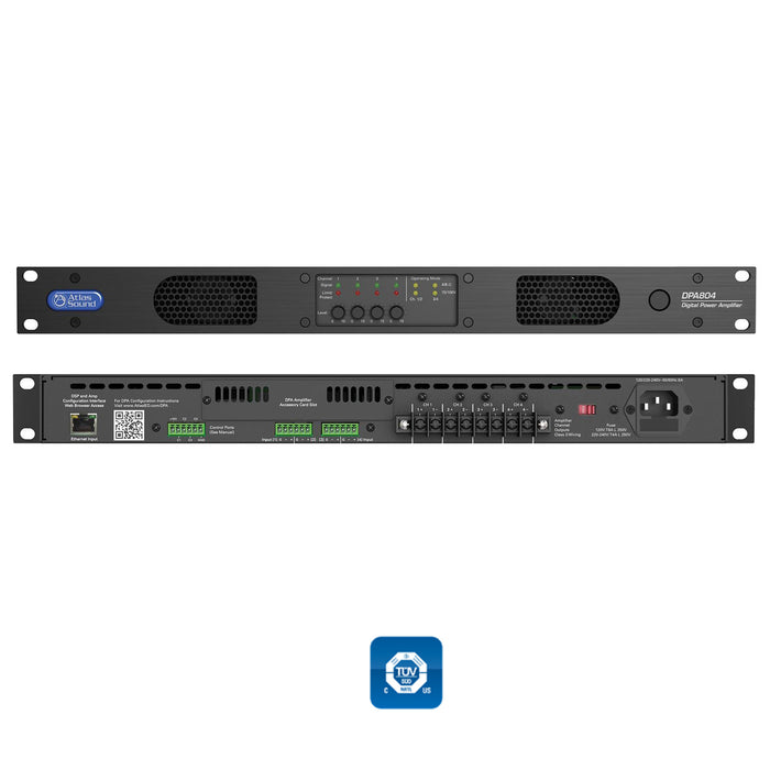 AtlasIED DPA-804 / networkable 4-channel power amplifier with optional dante™ network audio (800-Watt)
