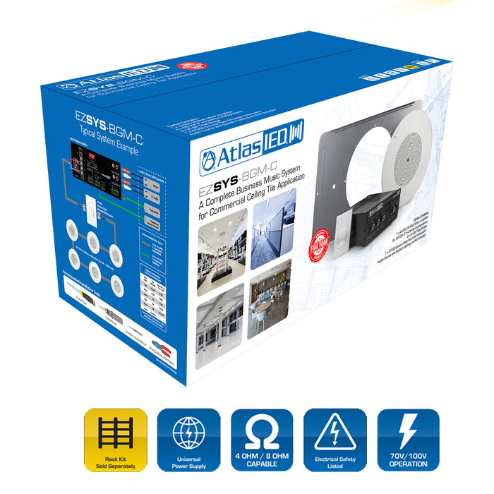 AtlasIED EZSYS-BGM-C / complete business music & paging system for ceiling tile applications - with wall level controller