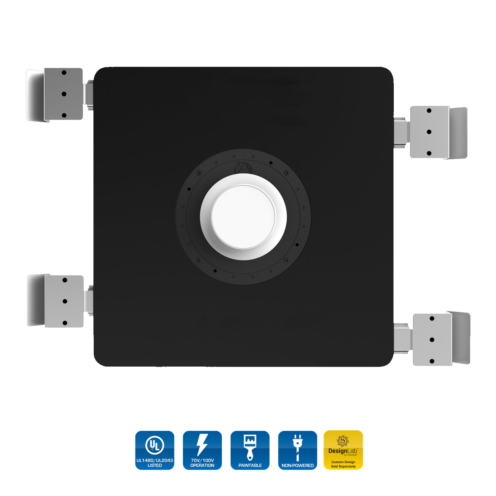 AtlasIED SHS-6T2-L Strategically Hidden Loudspeaker with Adaptive Dispersion Lens Technology with with 32-Watt - 70.7V/100V Transformer and Label