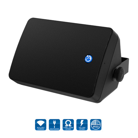 AtlasIED SM63T-B / 6.5",  2-Way Weather Resistant Loudspeaker System with 70.7V/100V ﾖ 32W Transformer  -  Black