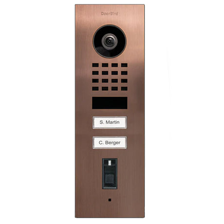 DoorBird D1102FV-FP50-FM, Flush Mount, IP Video Door Station, Fingerprint 50, 2 Units, 2 Call Buttons.