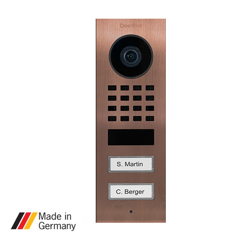 DoorBird D1102V-FM, Flush Mount, IP Video Door Sation, 2 Units, 2 Call Buttons.