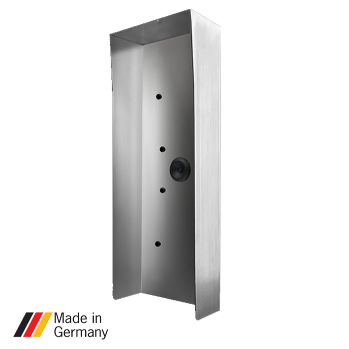 DoorBird D21DKV Protective Hood for Video Door Stations, (V4A Salt-Water Resistant), brushed.  for in use with surface mounting housing
