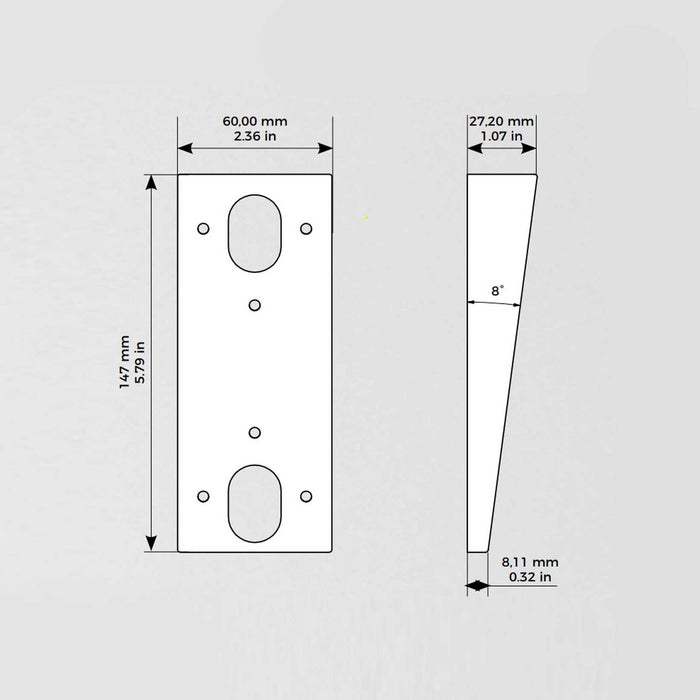 DoorBird A8001, Wedge corner wall-mount-adapter for D1101 Surface-mount