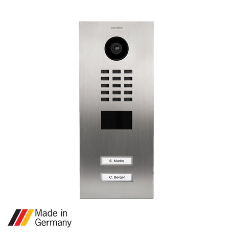 DoorBird D2102V, Surface & Flush Mount Possible, IP Video Door Station, 2 Units, 2 Call Buttons, (Housings sold separately)