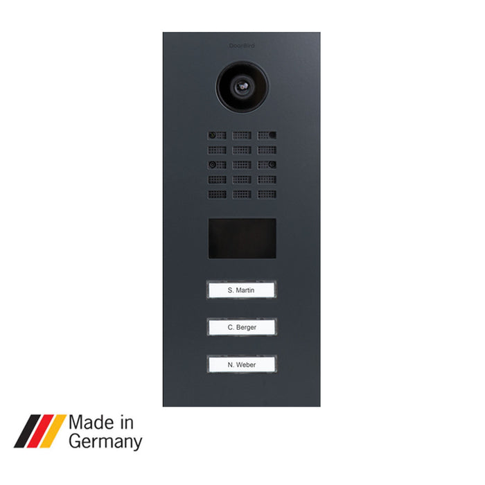 DoorBird D2103V, Surface & Flush Mount Possible, IP Video Door Station, 3 Units, 3 Call buttons, (Housings sold separately)