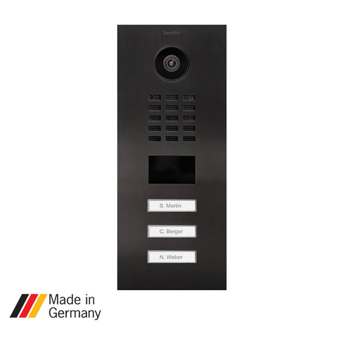 DoorBird D2103V, Surface & Flush Mount Possible, IP Video Door Station, 3 Units, 3 Call buttons, (Housings sold separately)