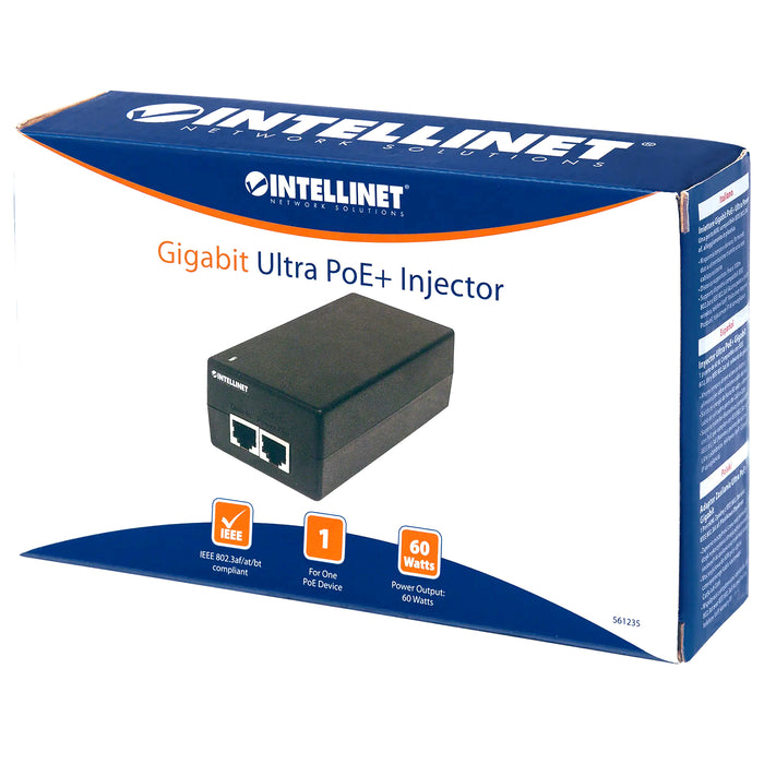 Intellinet 561235, Gigabit Ultra PoE Injector, 1 x 60 W