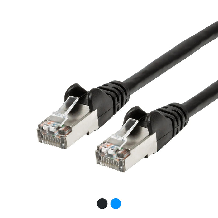 Intellinet CAT6A Patch Cable, Black/Blue, Solid Copper, S/FTP, RJ-45 Male.