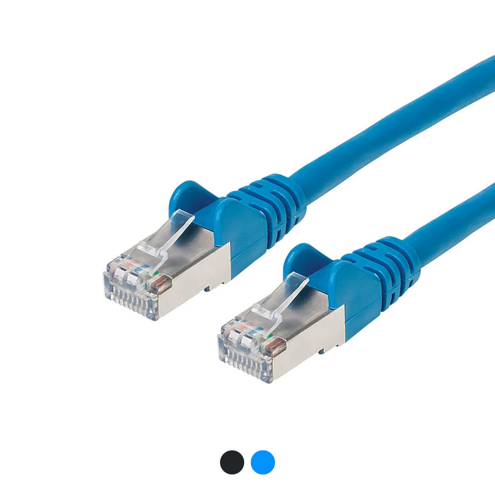Intellinet CAT6A Patch Cable, Black/Blue, Solid Copper, S/FTP, RJ-45 Male.