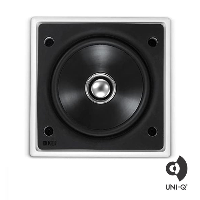 KEF CI100QS, 4" In-Ceiling, Uni-Q Two-way 100mm Square Speaker, White (Each)