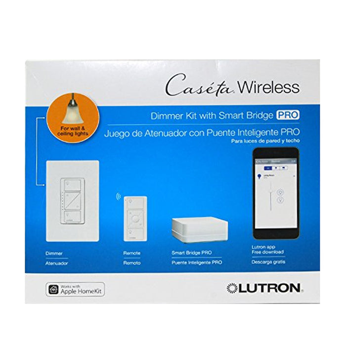 Lutron P-BDGPRO-PKG1W, Caseta Wireless Dimmer Pro Kit, White.