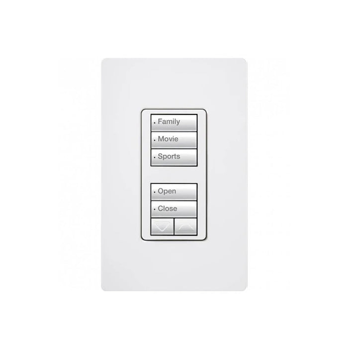 Lutron RRD-W-1RLD-WH, RadioRA2, Wall Mounted Keypad - Dual (Top & Bottom Split Button Groups)- 3 Buttons in Top Button Grouping & 2 Buttons with Raise/Lower as the Bottom Button Group. Therefore, 1 Raise/Lower Total