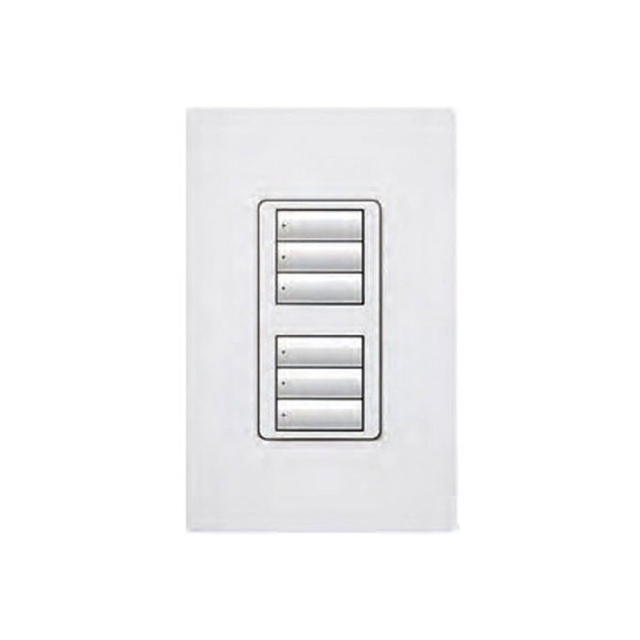 Lutron RRD-W3-BD-WH, RadioRA2, Wall Mounted Keypad - Dual (Top & Bottom Split Button Groups)- 3 Buttons in Each Grouping