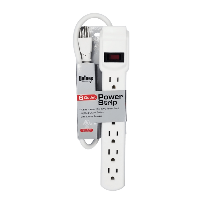 Uninex PS08T 6 OUTLET HEAVY DUTY POWER STRIP (WHITE COLOR)