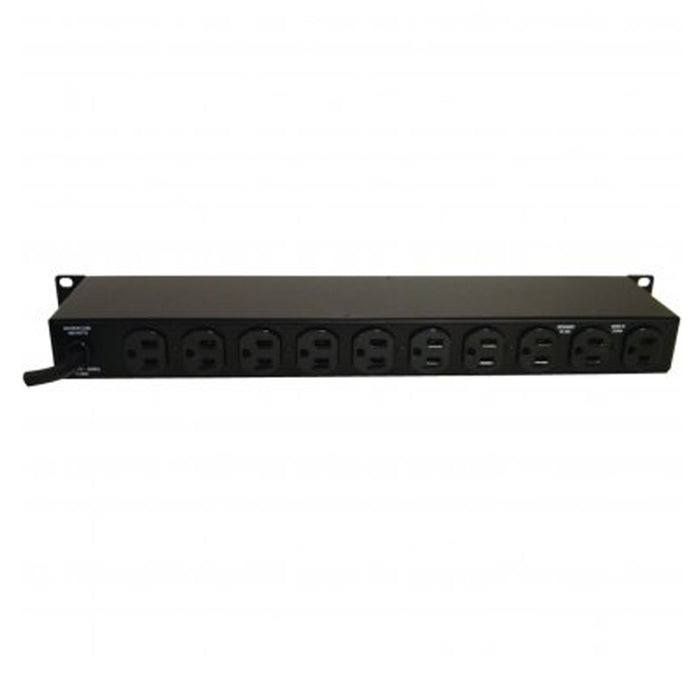 Panamax D10-PFP, 15A Rack Power Distribution (No Surge Protection), 15A Breaker, 10 Rear Outlets, 1RU, 6Ft Cord