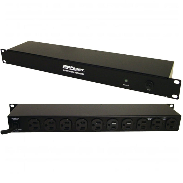 Panamax D10-PFP, 15A Rack Power Distribution (No Surge Protection), 15A Breaker, 10 Rear Outlets, 1RU, 6Ft Cord