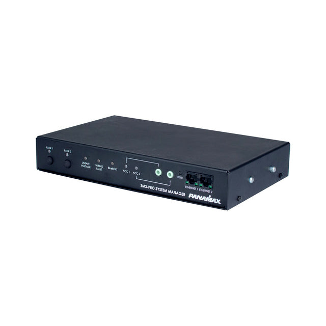 Panamax SM3-PRO Compact BlueBOLT enabled System Manager with 3 Outlets, Power Protection, and 2-Port Network Switch.