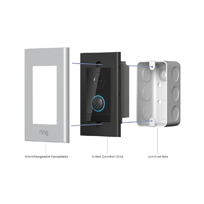 Ring Video Doorbell ELITE, Smart doorbell camera hardwired with Power over Ethernet.