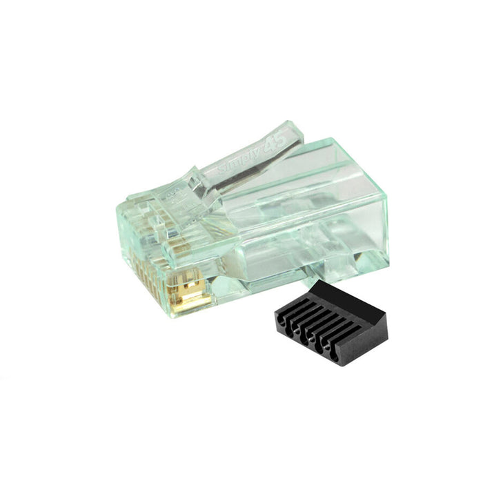 Simply45 CAT6/6A UTP (S45-1100) STANDARD. RJ45 Modular Plugs with Bar45™ Hi/Lo Stagger, Green Tint - (100pcs/Jar)