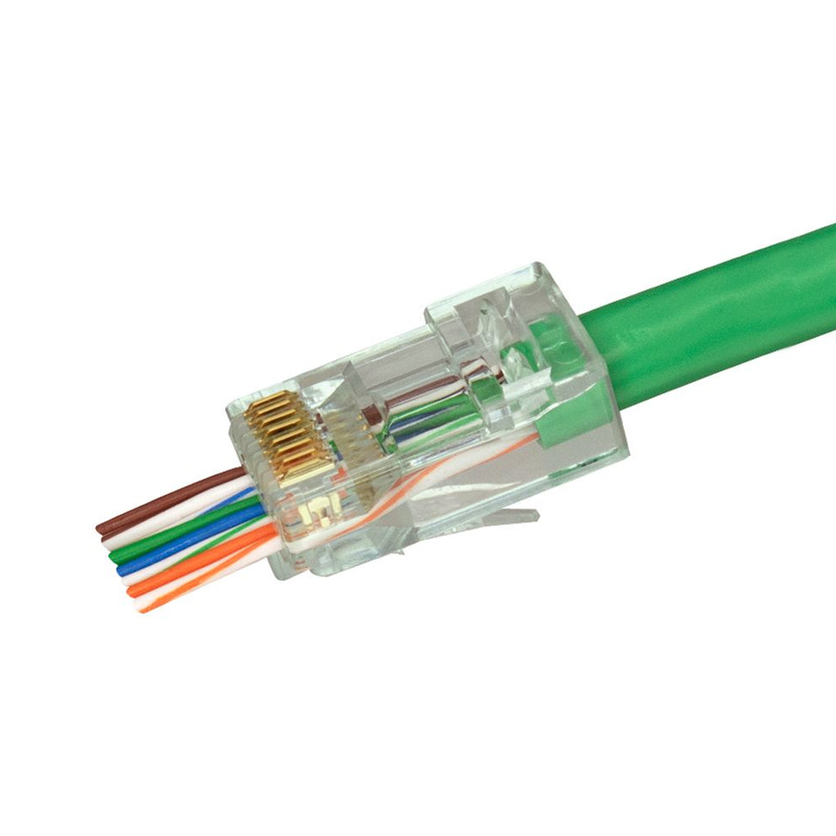 Simply45 CAT6 UTP (S-45-1600) PASS THROUGH, RJ45 Modular Plug, Green Tint, (100pcs/Jar)