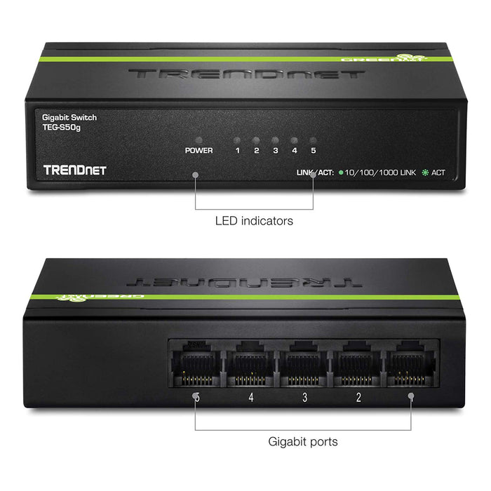 TRENDnet TEG-S50g 5-port Gigabit GREENnet Switch (Metal)
