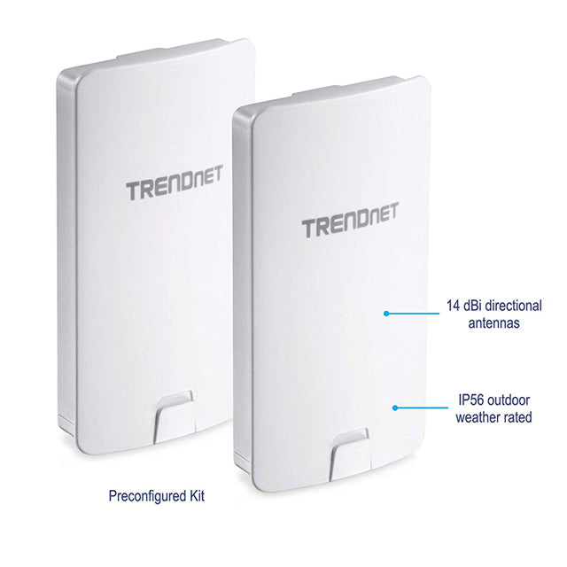 TRENDnet TEW-840APBO2K AC1200 High Power Outdoor PoE Preconfigured Point-to-Point Bridge Kit PoE Access Point (IPX6)