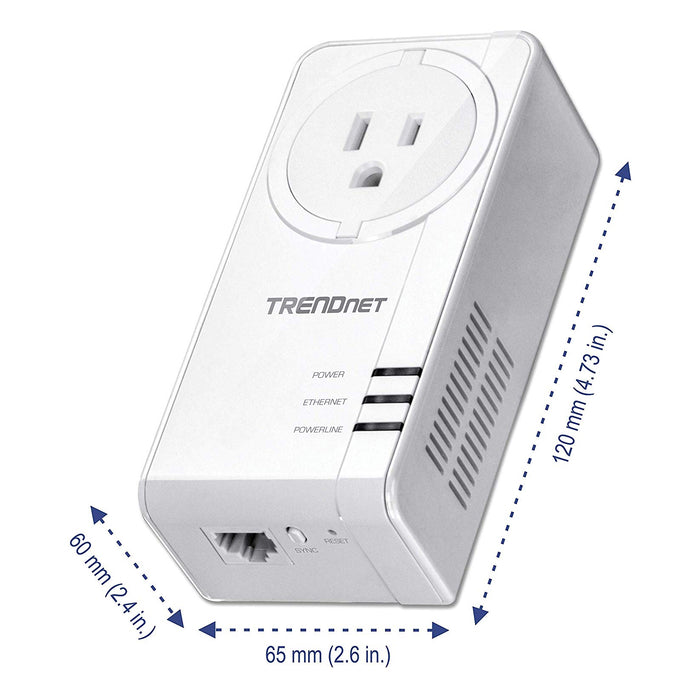 TRENDnet TPL-423E Powerline 1300 AV2 Adapter with Built-in Outlet