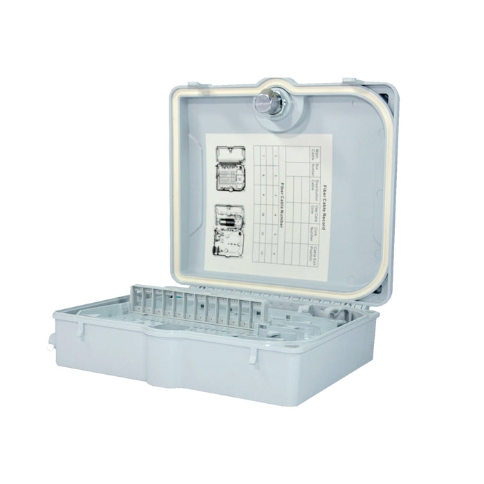 TechLogix TL-12P-DB-O, Wall-mount fiber distribution box -- 12 port with outdoor rating (requires couplers)