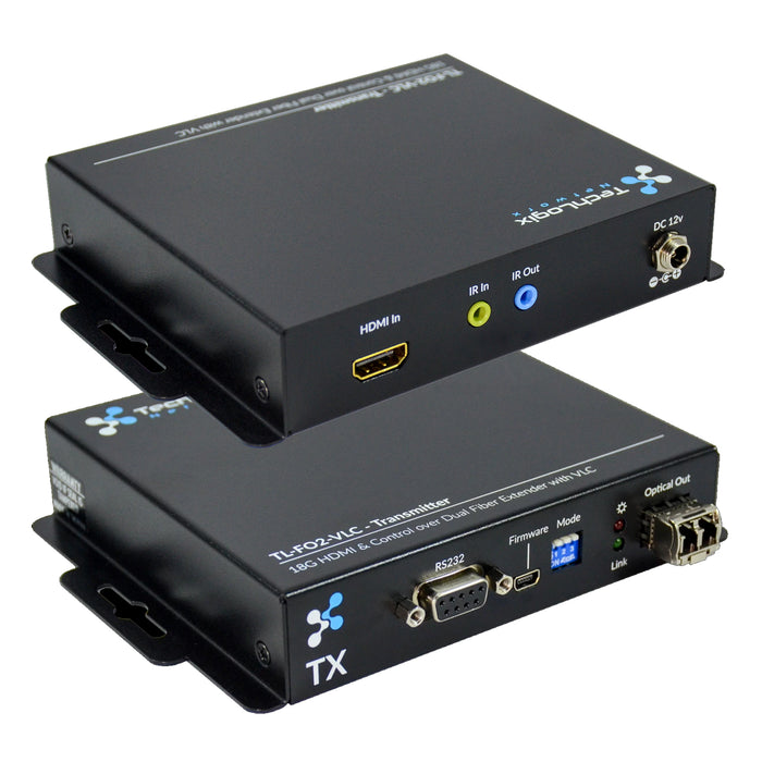 TechLogix TL-FO2-VLC HDMI 2.0 & Control over Two Fiber Optic Cable Extender Set -- no SFP modules