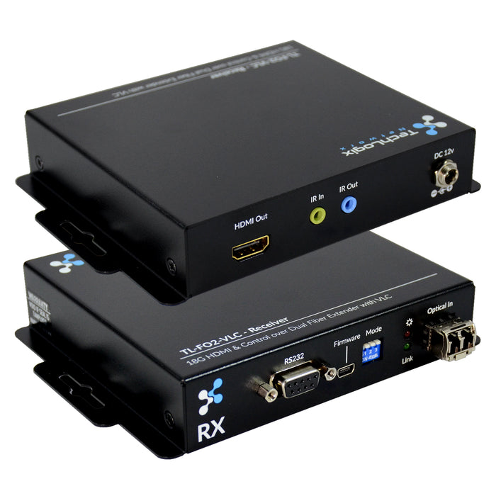 TechLogix TL-FO2-VLC HDMI 2.0 & Control over Two Fiber Optic Cable Extender Set -- no SFP modules