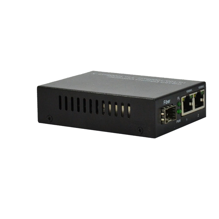 TechLogix TL-MC-1S2R, 10/100/1000M Ethernet SFP Media Converter with 1 GE SFP Slot & 2 RJ45 Ports