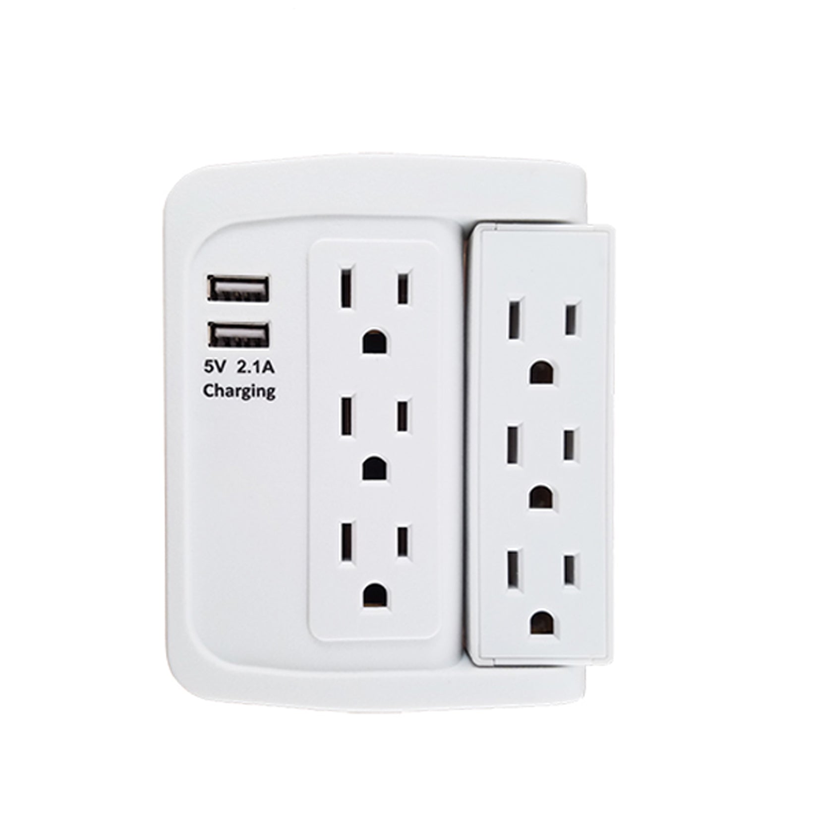 Uninex PS106 Changing Ports (2.1A) 6 Outlets Swivel Surge Wall Tap with 2 USB