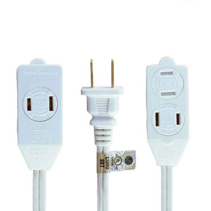Uninex AC06UL WT Extension Cord, 6 ft, 3 Outlets, Indoor (White)
