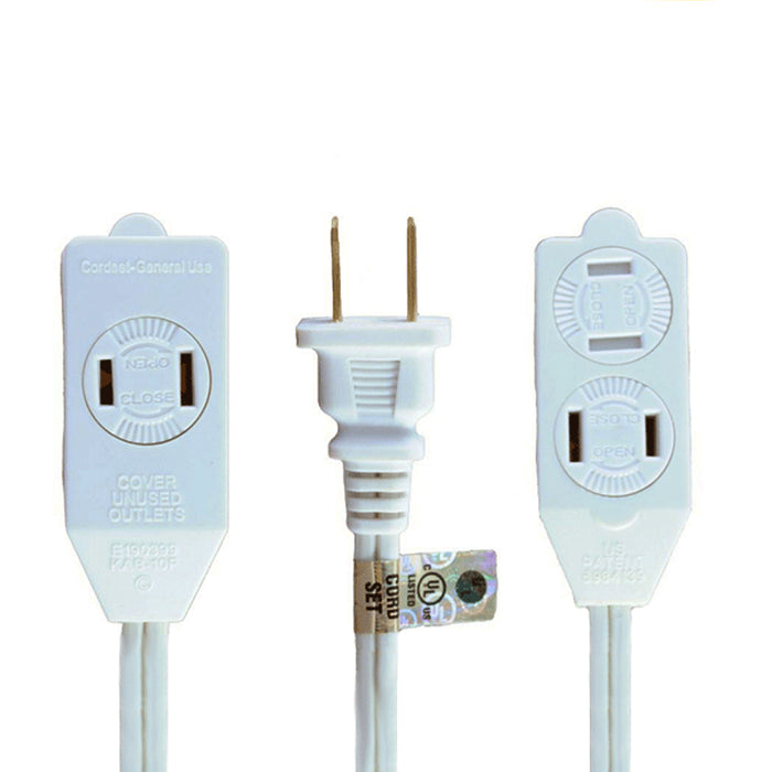 Uninex AC09UL WT Extension Cord, 9 ft, 3 Outlets, Indoor (White)
