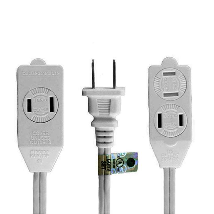 Uninex AC12UL WT Extension Cord, 12 ft, 3 Outlets,  Indoor (White)
