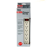 Uninex PS076 Power Strip 6 ft, 6 Outlets HEAVY DUTY,  (White)