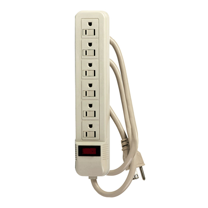 Uninex PS076 Power Strip 6 ft, 6 Outlets HEAVY DUTY,  (White)