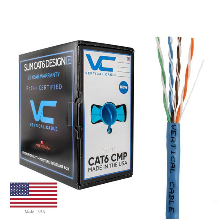 Vertical Cable CAT6 PLENUN-ETL (166-251-P-BL), 550MHz,  Solid Bare Copper, 23AWG, UTPUTP, 8C, 550MHz, Riser Rated, PVC Jacket (1000 ft) Blue.