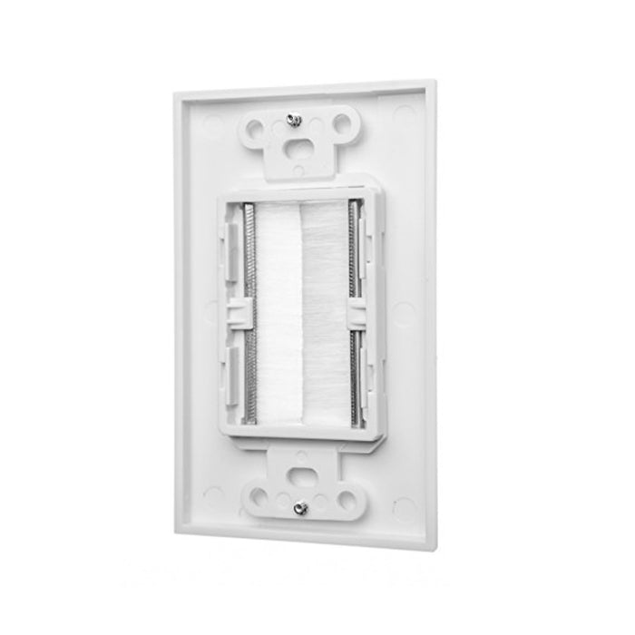 Vertical Cable BRUSH (307-520B/1G/WH) Wall Plate (1-Gang) White.