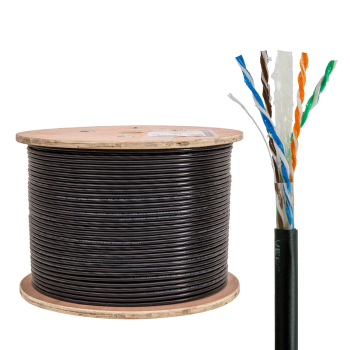 Vertical Cable CAT6 DIRECT BURIAL (069-560-CMXF), Gel Filled, Wood Spool,(1000 ft) Black.