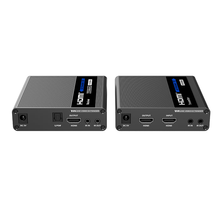 Acegear HDMI Balun Uncompressed 4K@60Hz 70M Over CAT6, With HDMI Loop-out, Two Way IR and Optical Audio Output