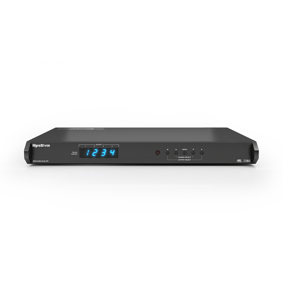 Wyrestorm MXV-0404-H2A-KIT, 4K HDR 4:4:4 60Hz HDBaseT™ 4x4 Matrix Kit with 2 Standard/2 Scaling Receivers & Audio De-Embed (4K: 35m/114ft, 1080p: 70m/230ft)